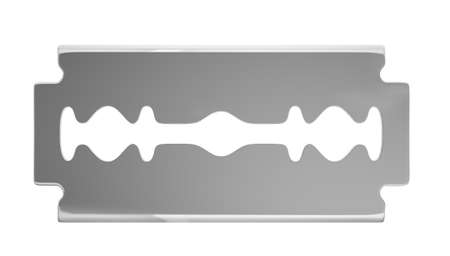 Old razor blade isolated on white background. 3D rendering