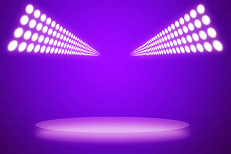 Background in show. Magenta interior shined with projector