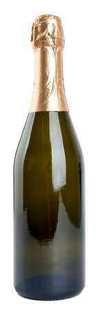 Champagne bottle isolated on white background, closeupの写真素材