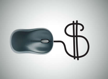 Online money concept with computer mouse and dollar signの写真素材
