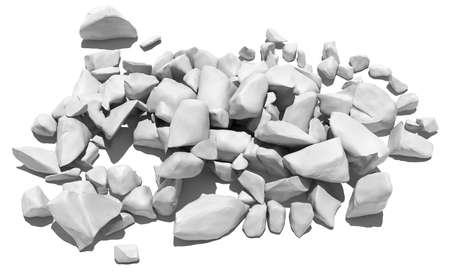 Pile of white stone isolated on white background. 3D illustrationの写真素材