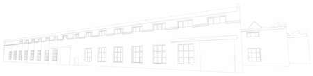 Wire-frame industrial building on the white background. Vectorのイラスト素材