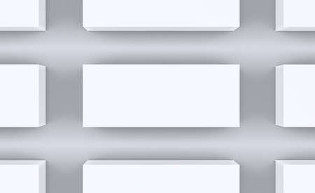 Blank white paper sheets on gray background with shadow 3D illustrationの写真素材