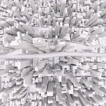 White modern city, aerial view. 3D renderingの写真素材
