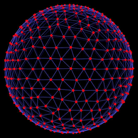 Illuminated neon sphere of glowing particlesの写真素材