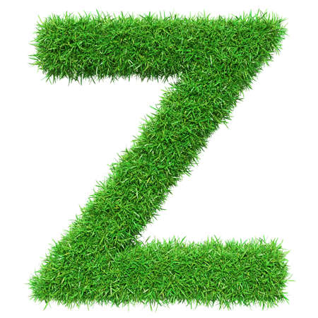 Green Grass Letter Z. Isolated On White Background. Font For Your Design. 3D Illustrationの写真素材