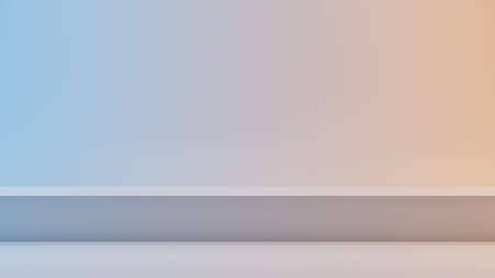 Cube in blue and red photo studioの写真素材