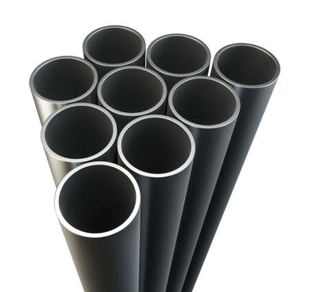 Steel metal tubes. Close-upの写真素材