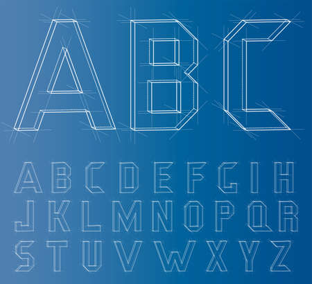 Wireframe Alphabet Font. Vectorのイラスト素材