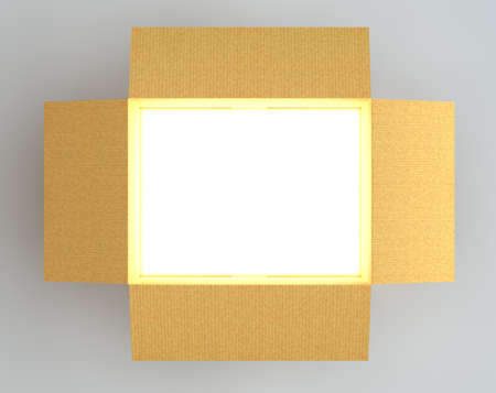 Open cardboard box with glow inside