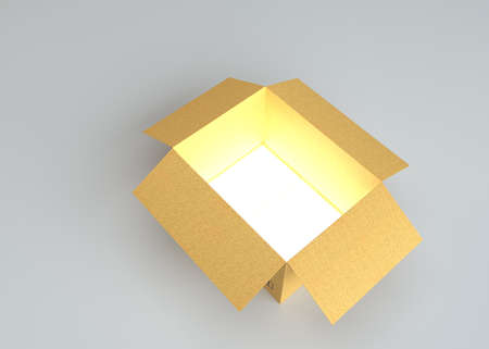 Open cardboard box with glow inside