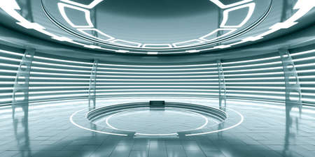 Abstract empty glowing futuristic space stationの写真素材