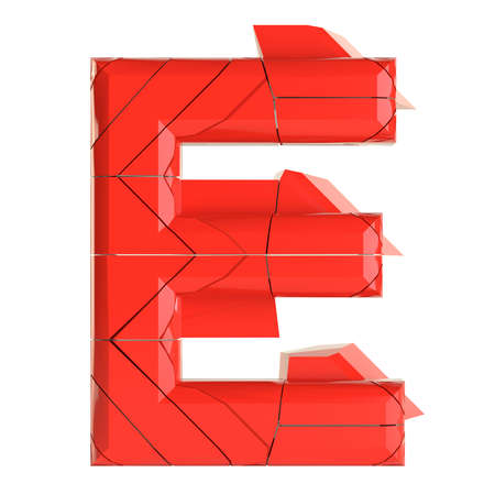 Futuristic red cracked letter. 3D illustrationの写真素材