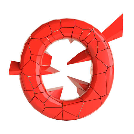 Futuristic red cracked letter. 3D illustration