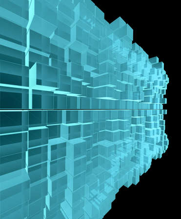 Digital background of blue glowing cubes
