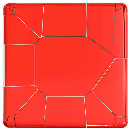 Red cracked plane on white background