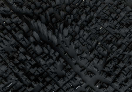Black abstract city. View from aboveの写真素材