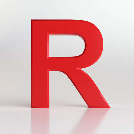 Red letter. Beautiful font for your design. On white background. 3D illustrationの写真素材