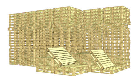 Wooden pallets. Isolated on whiteのイラスト素材