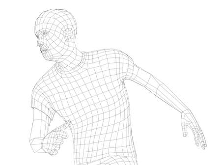 Wire frame mans head. Vector rendering of 3d. Technology concept
