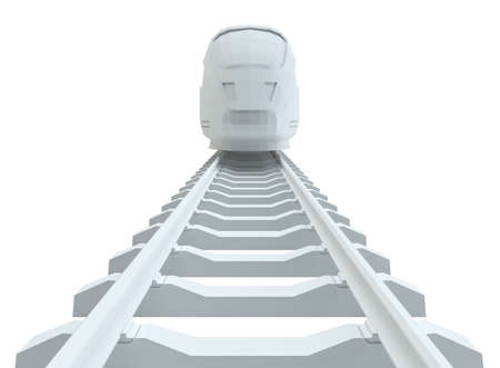 White high-speed train, isolated on white background. 3d illustrationの写真素材