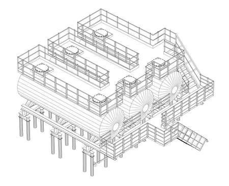 Industrial equipment. Wire-frame styleのイラスト素材