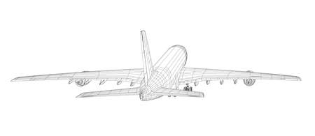 Airplane in wire-frame styleのイラスト素材