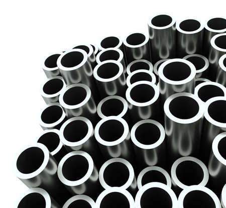 Stack of steel pipes. 3D Illustration