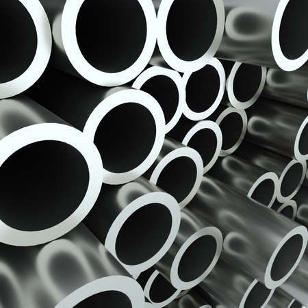 Stack of steel pipes. 3D Illustrationの写真素材