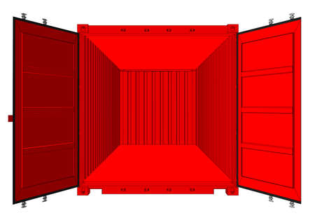 Open shipping container isolated on white, vector illustration.のイラスト素材