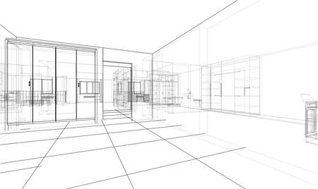 Interior sketch in 3D design.のイラスト素材