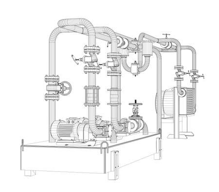 Wire-frame industrial equipment of oil pump icon.のイラスト素材