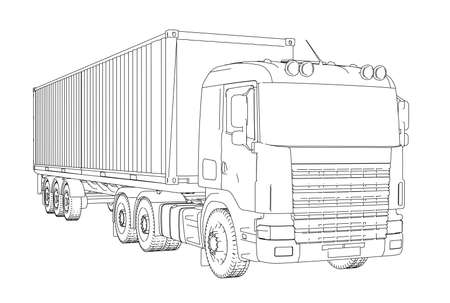 Logistics Container truckのイラスト素材
