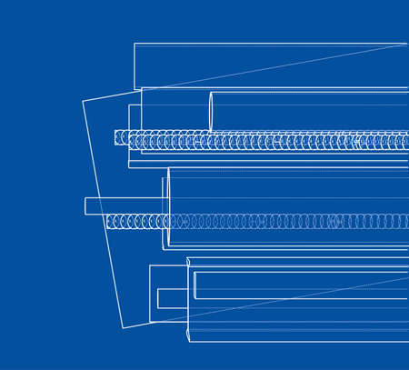 Rolled metal products. Vector rendering of 3d. Wire-frame style. The layers of visible and invisible lines are separatedのイラスト素材