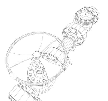 Industrial valve. Vector rendering of 3dのイラスト素材