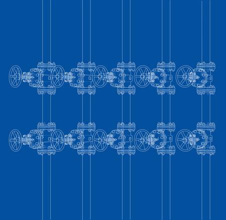 Industrial valves sketch. Vectorのイラスト素材