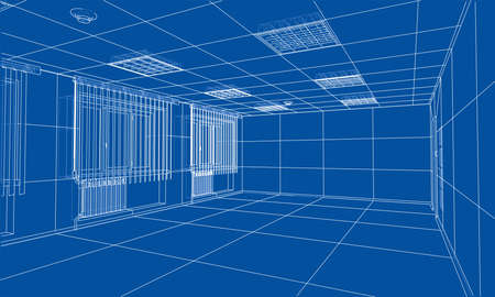 Interior sketch i Wire-frame style.のイラスト素材