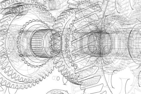 Gearbox sketch. Vectorのイラスト素材
