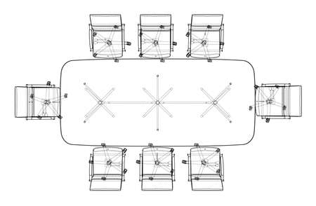 Conference table with chairs in sketch styleのイラスト素材