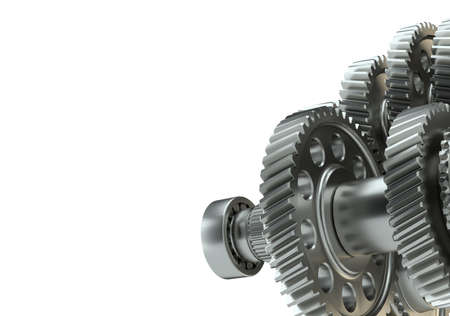Large cog wheels in the motor. 3d illustrationの写真素材