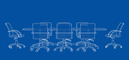 Conference table with chairs in sketch styleの写真素材