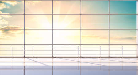 Interior of modern hall with big window