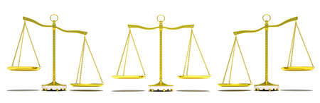 Set of gold balance scaleの写真素材