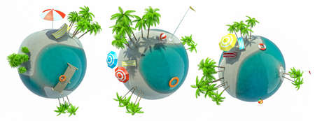 Set of paradise island globe as concept for exotic travel