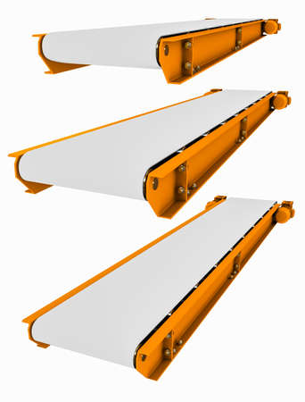 Set of conveyor belt isolated on white backgroundの写真素材