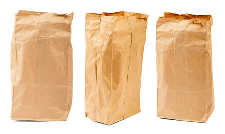 Set of blank brown paper bag