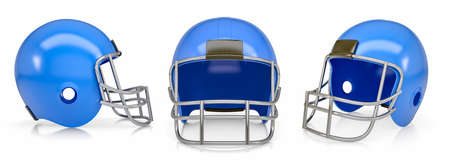 Set of Football Helmets. Isolated on white. 3d illustrationの写真素材