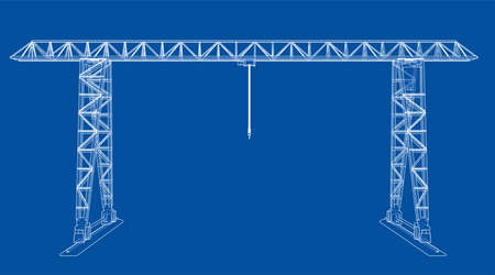 Gantry crane. Wire-frame.のイラスト素材