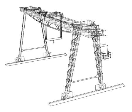 Gantry crane. Wire-frame.のイラスト素材