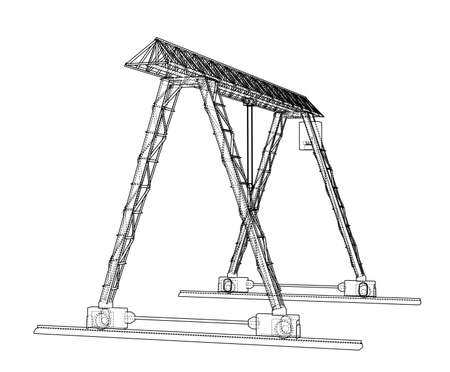 Gantry crane. Wire-frame.のイラスト素材